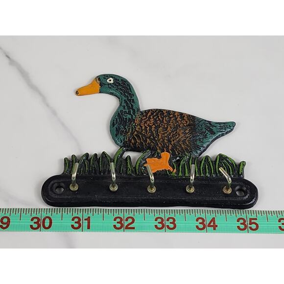Retro Cast Iron Key Holder Ducking Duck 80's Wall Key Hook 5 1/2" Vintage - Picture 11 of 11